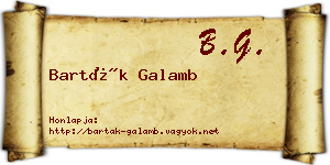 Barták Galamb névjegykártya